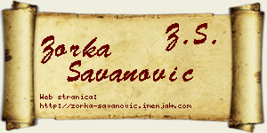 Zorka Savanović vizit kartica
